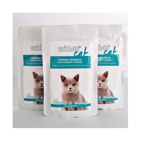 Urkham comida húmeda ecologica de ternera para gatos adultos
