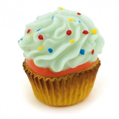 Juguete de vinilo cupcake con sonido para perros