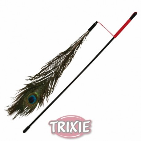 Varita de juego con pluma de pavo real